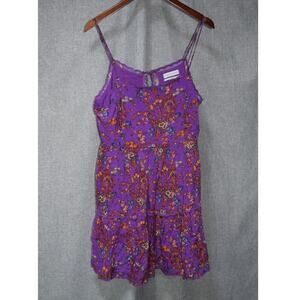 Urban Outfitters Purple Floral Tiered Mini Dress L